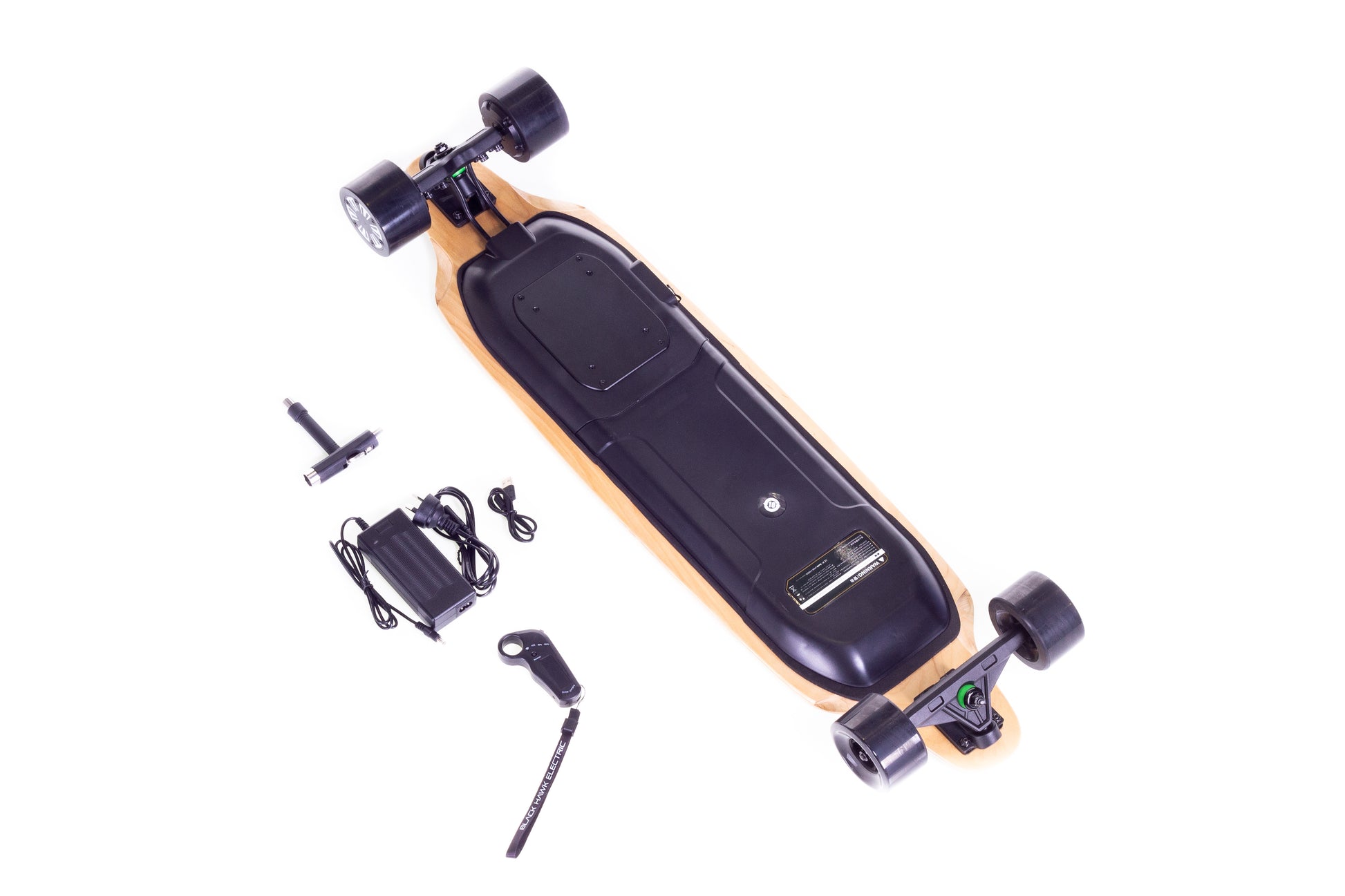 High quality, high performance electric skateboard with hub drive brushless motors and lithium ion battery technology.